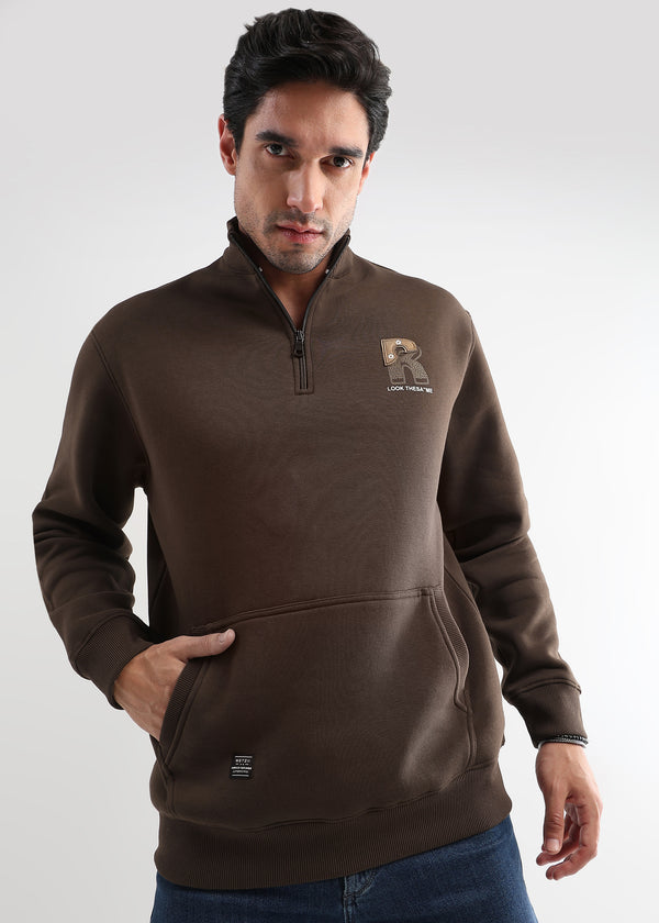 Mars Cocoa Brown Zip-Top Sweatshirt