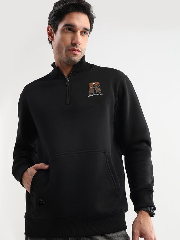 Mars Jet Black Zip-Top Sweatshirt