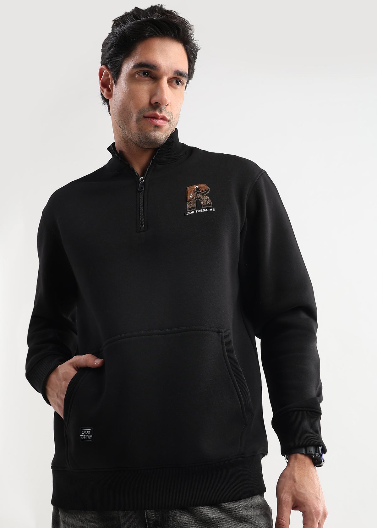 Mars Jet Black Zip-Top Sweatshirt