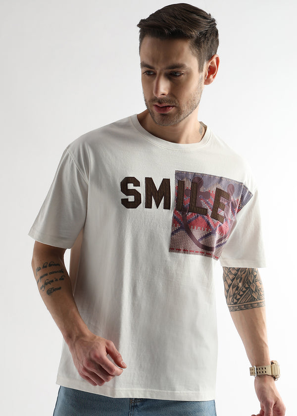 Star White Smile Graphic Oversized