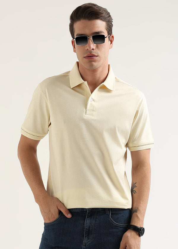 Afterglow Butter Mercerised Cotton Polo T-Shirt