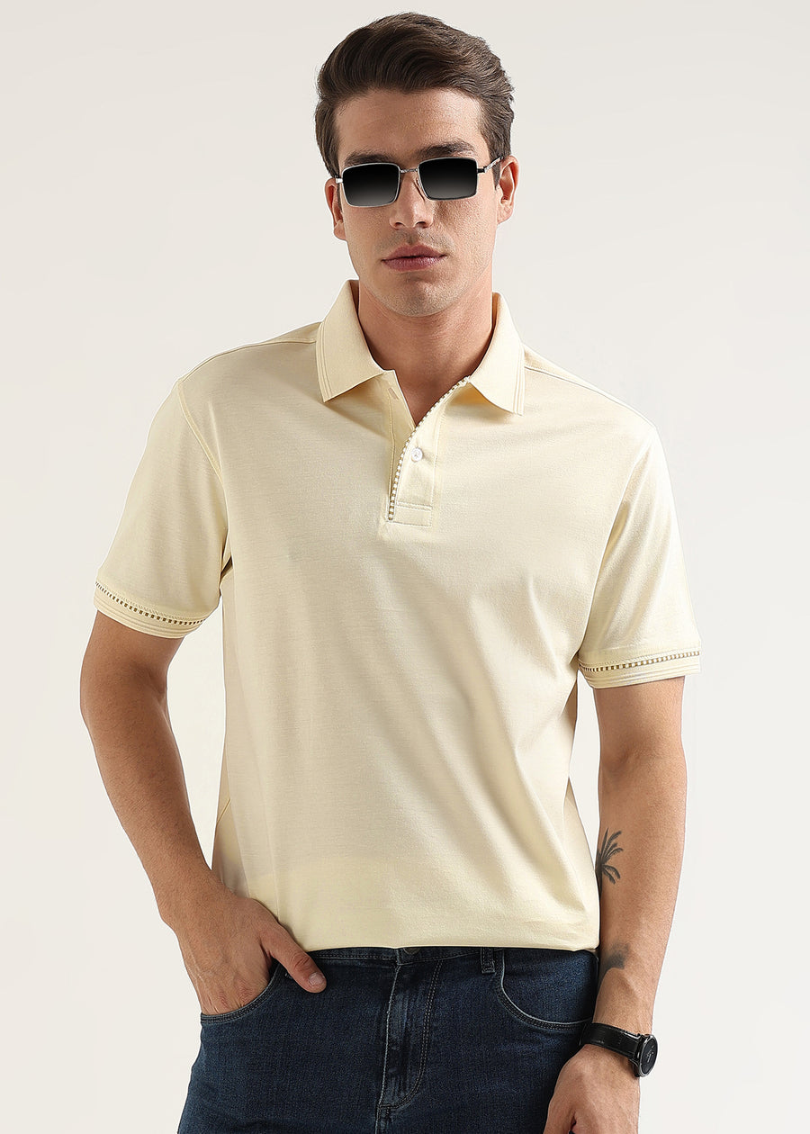 Afterglow Butter Mercerised Cotton Polo T-Shirt