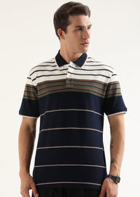 Olive Navy Heritage Striped Polo T-Shirt
