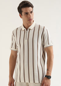 Espresso Brown Cortéz Knit Half Zip Polo T-Shirt