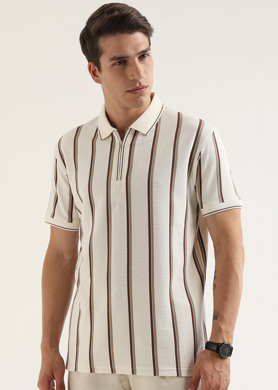 Espresso Brown Cortéz Knit Half Zip Polo T-Shirt