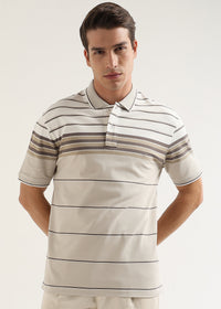 Latte Heritage Striped Polo T-Shirt