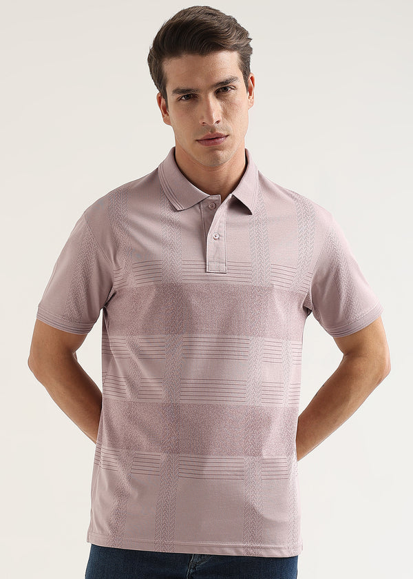 Whisper Pink Meridian Geometric Polo T-Shirt