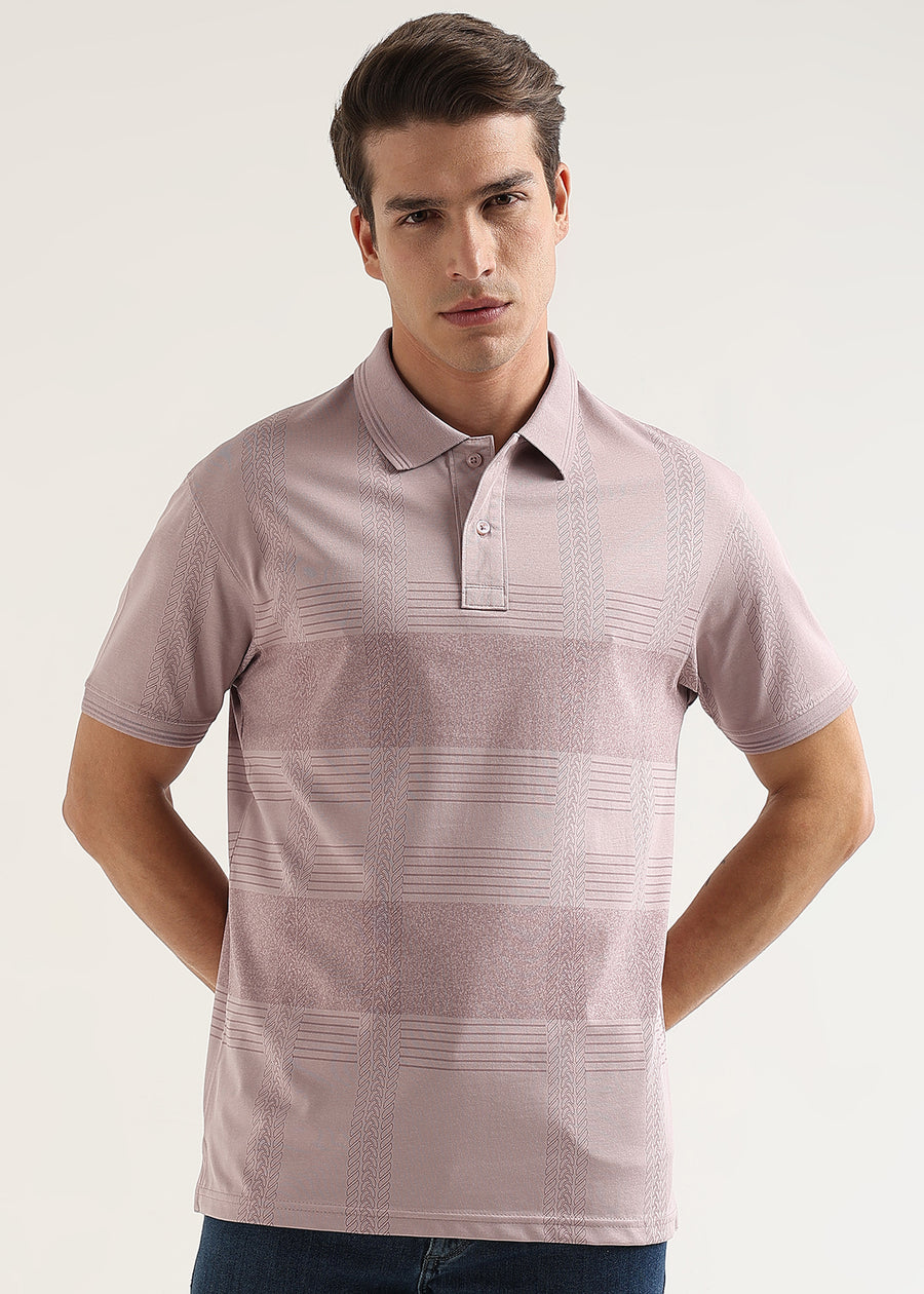 Whisper Pink Meridian Geometric Polo T-Shirt