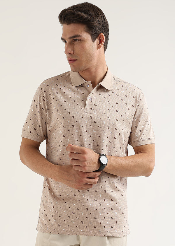 Blush Crest Pattern Polo T-Shirt