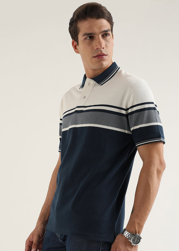 Coastal Navy Structured Polo T-Shirt