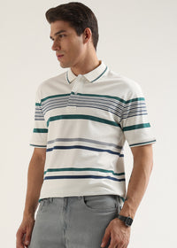 Ocean White Striped Polo T-Shirt