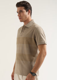 Mocha Brown Meridian Geometric Polo T-Shirt