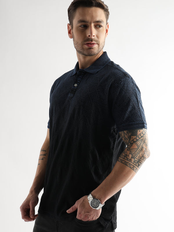 Chaos Black Heavy Textured Polo T-shirt
