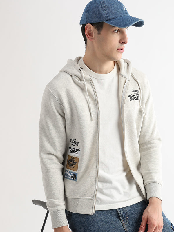 Motor Riders Back Print Pelican Grey Slub Hoodie