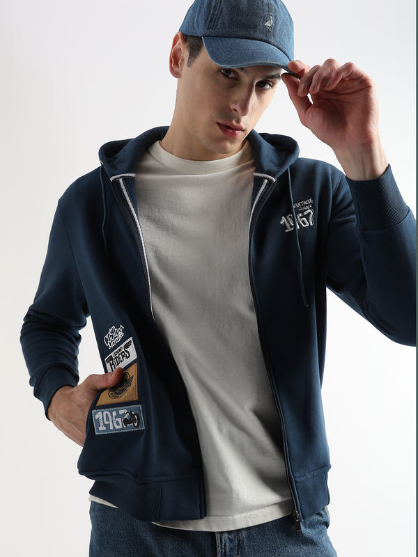 Motor Riders Back Print Majolica Blue Hoodie