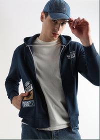 Motor Riders Back Print Majolica Blue Hoodie