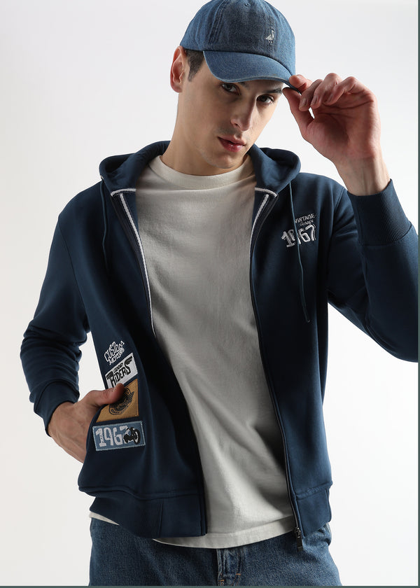 Motor Riders Back Print Majolica Blue Hoodie