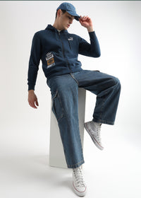 Motor Riders Back Print Majolica Blue Hoodie