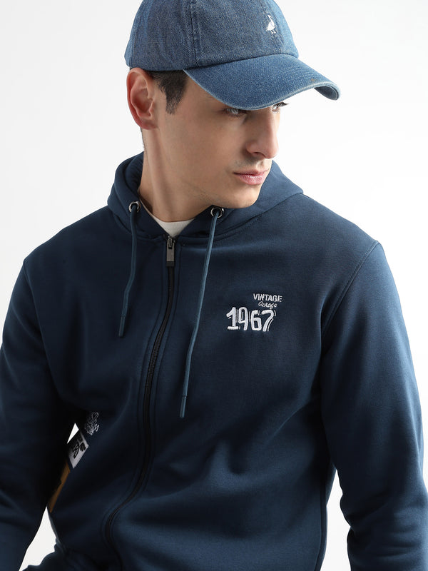 Motor Riders Back Print Majolica Blue Hoodie