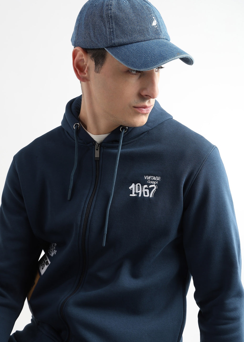 Motor Riders Back Print Majolica Blue Hoodie