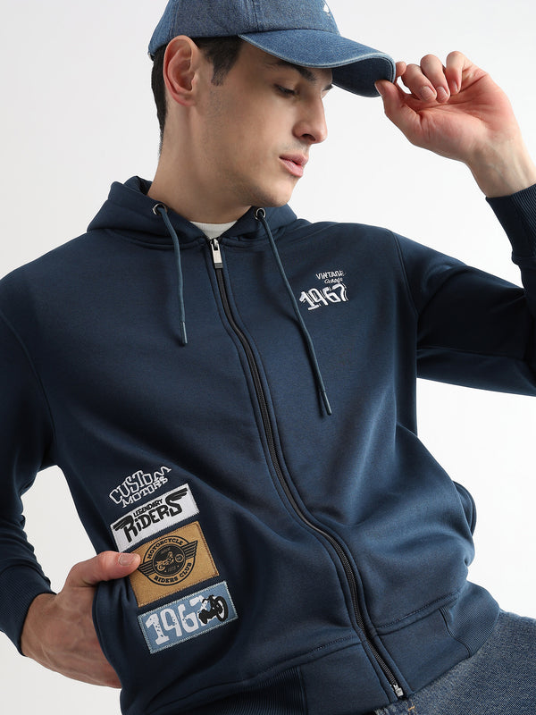 Motor Riders Back Print Majolica Blue Hoodie