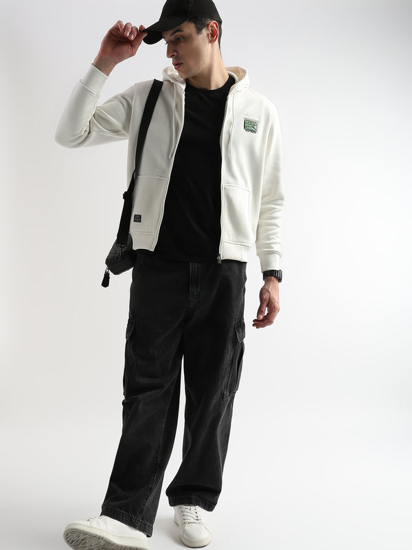 Embroided back print Star White Hoodie