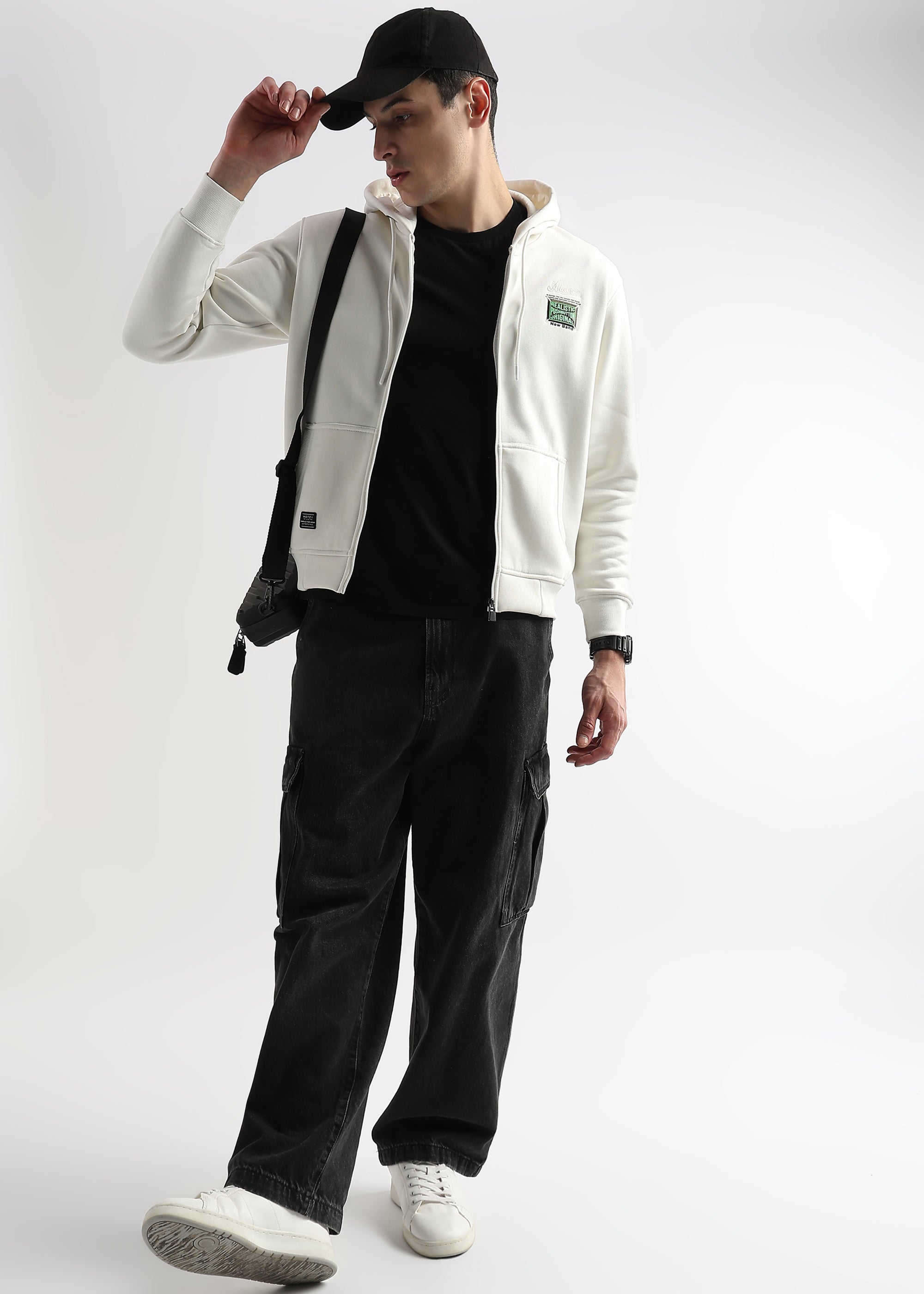 Embroided back print Star White Hoodie