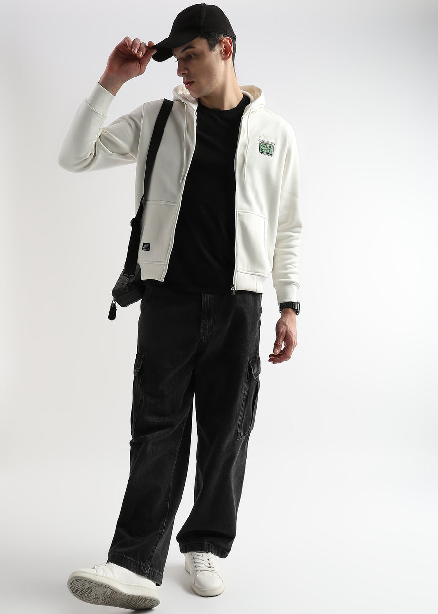 Embroided back print Star White Hoodie