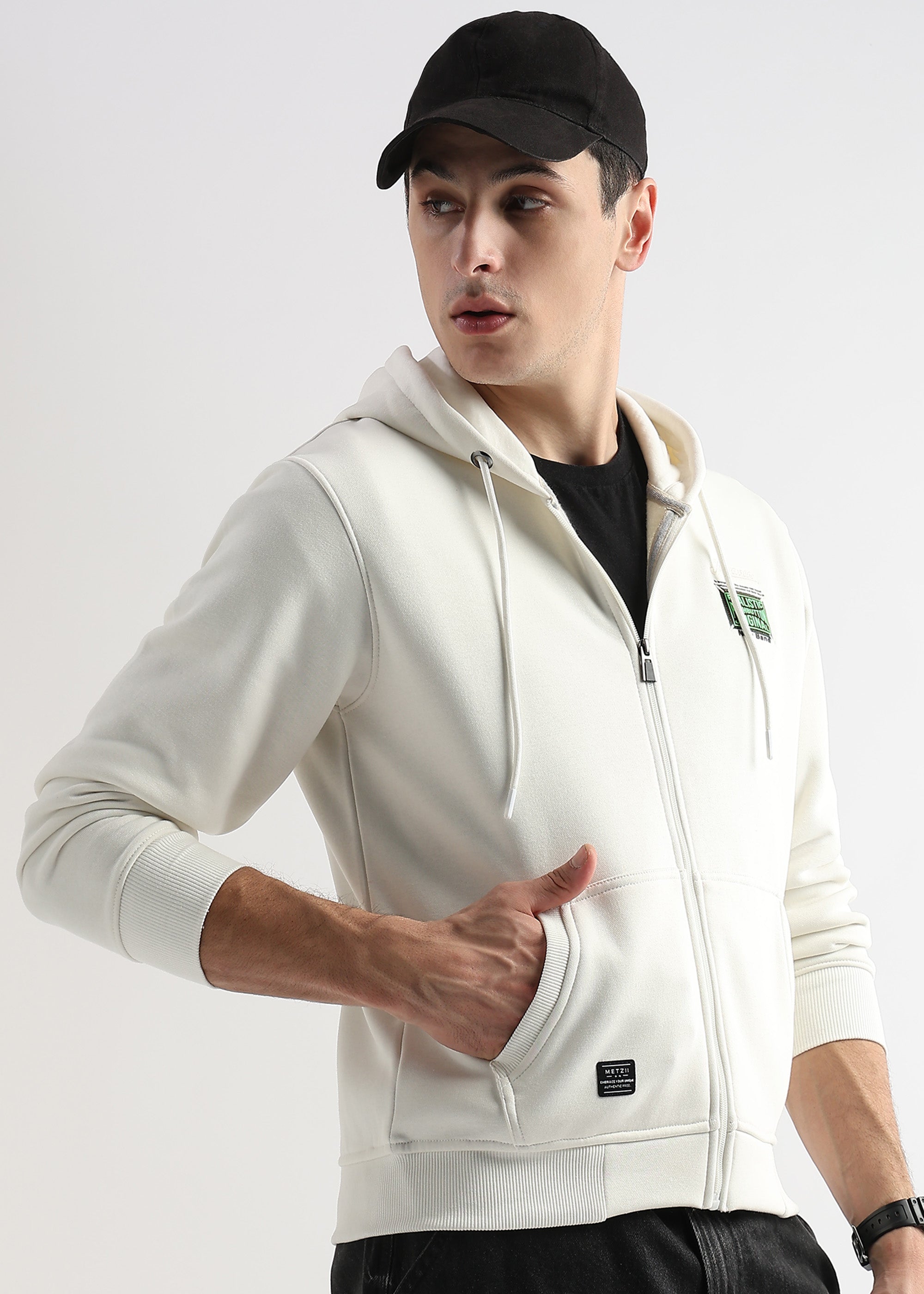 Embroided back print Star White Hoodie