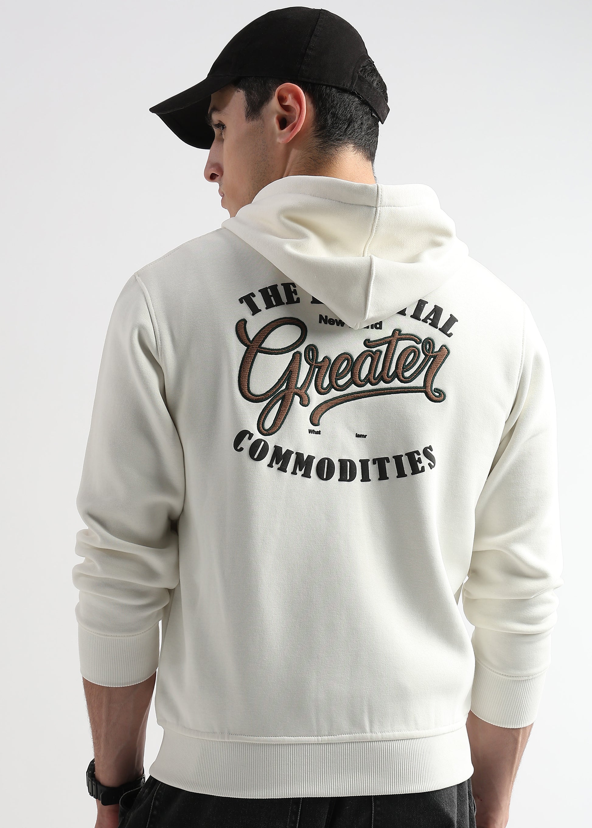 Embroided back print Star White Hoodie