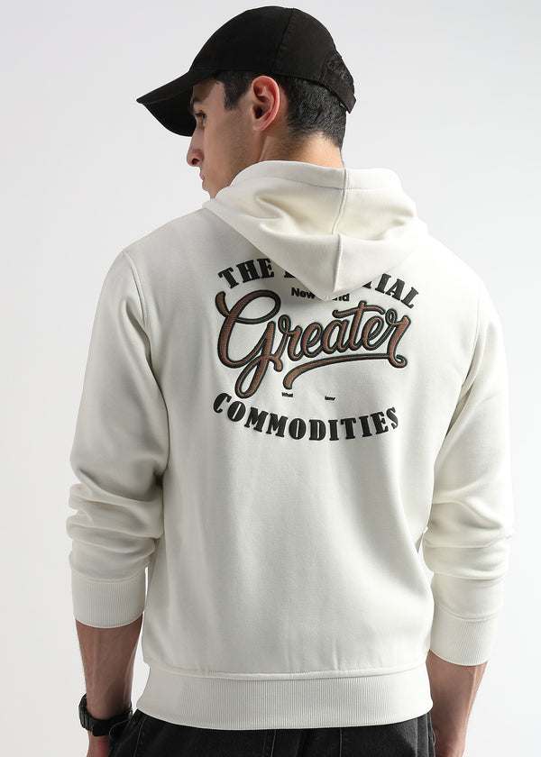Embroided back print Star White Hoodie