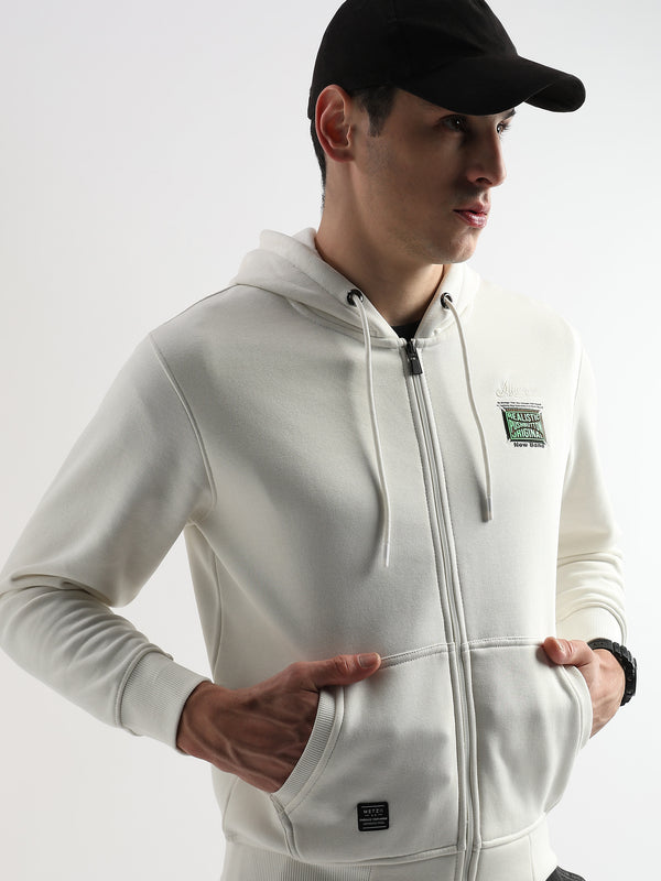 Embroided back print Star White Hoodie