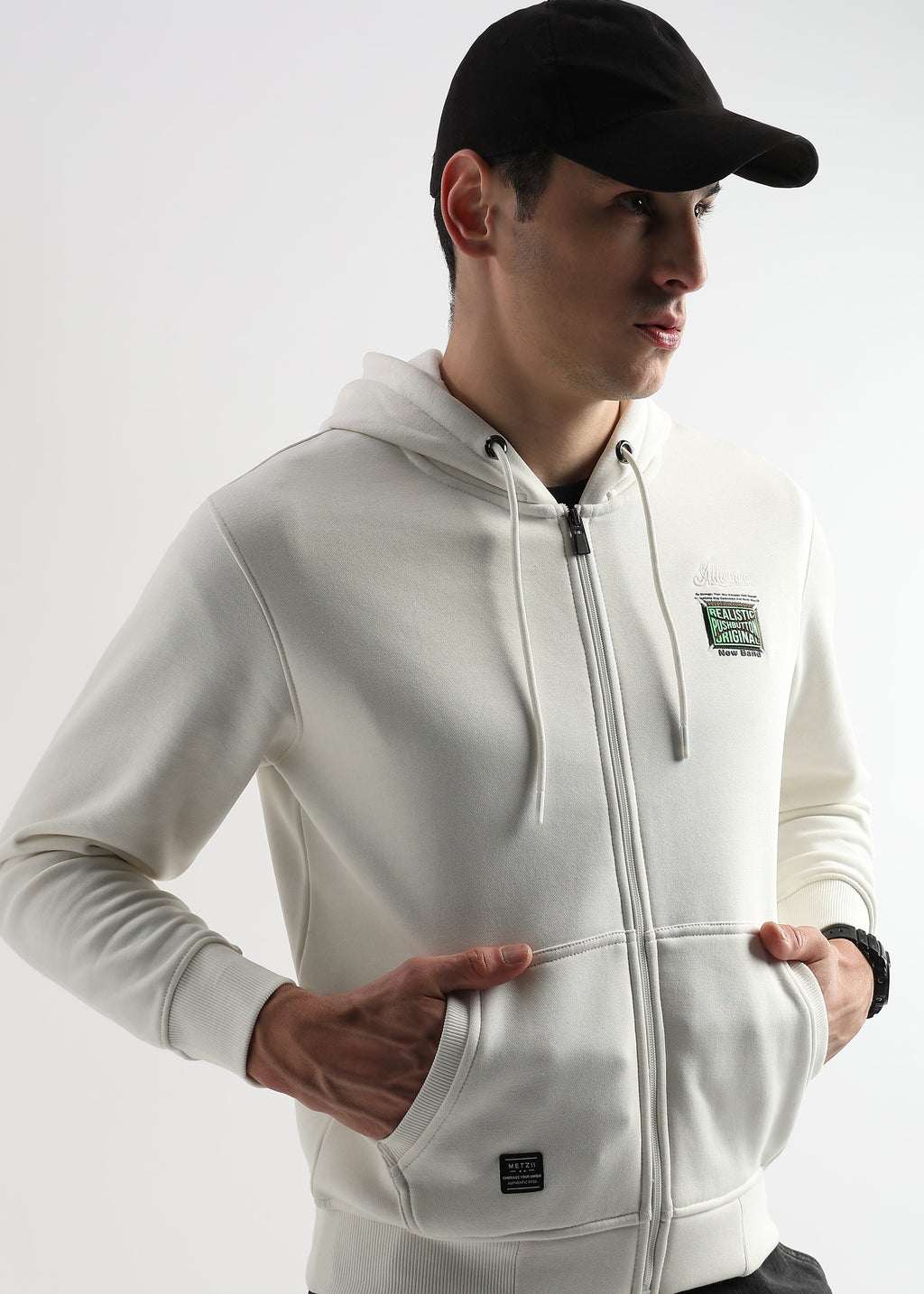Embroided back print Star White Hoodie