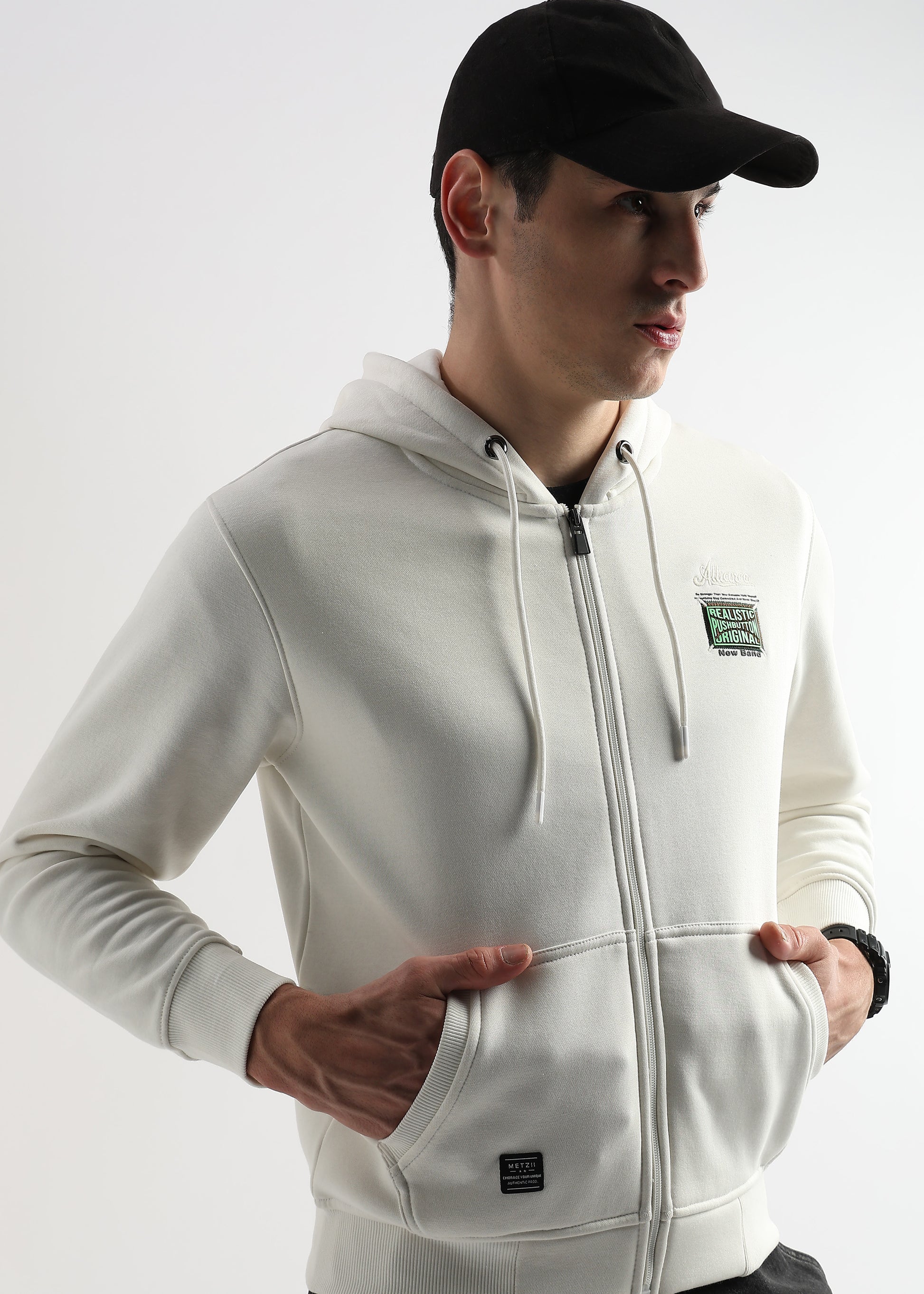 Embroided back print Star White Hoodie
