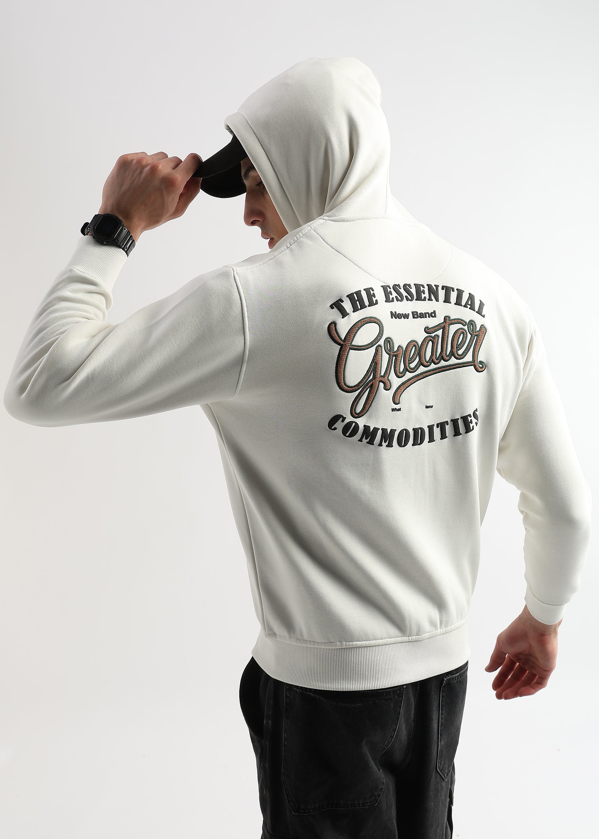 Embroided back print Star White Hoodie