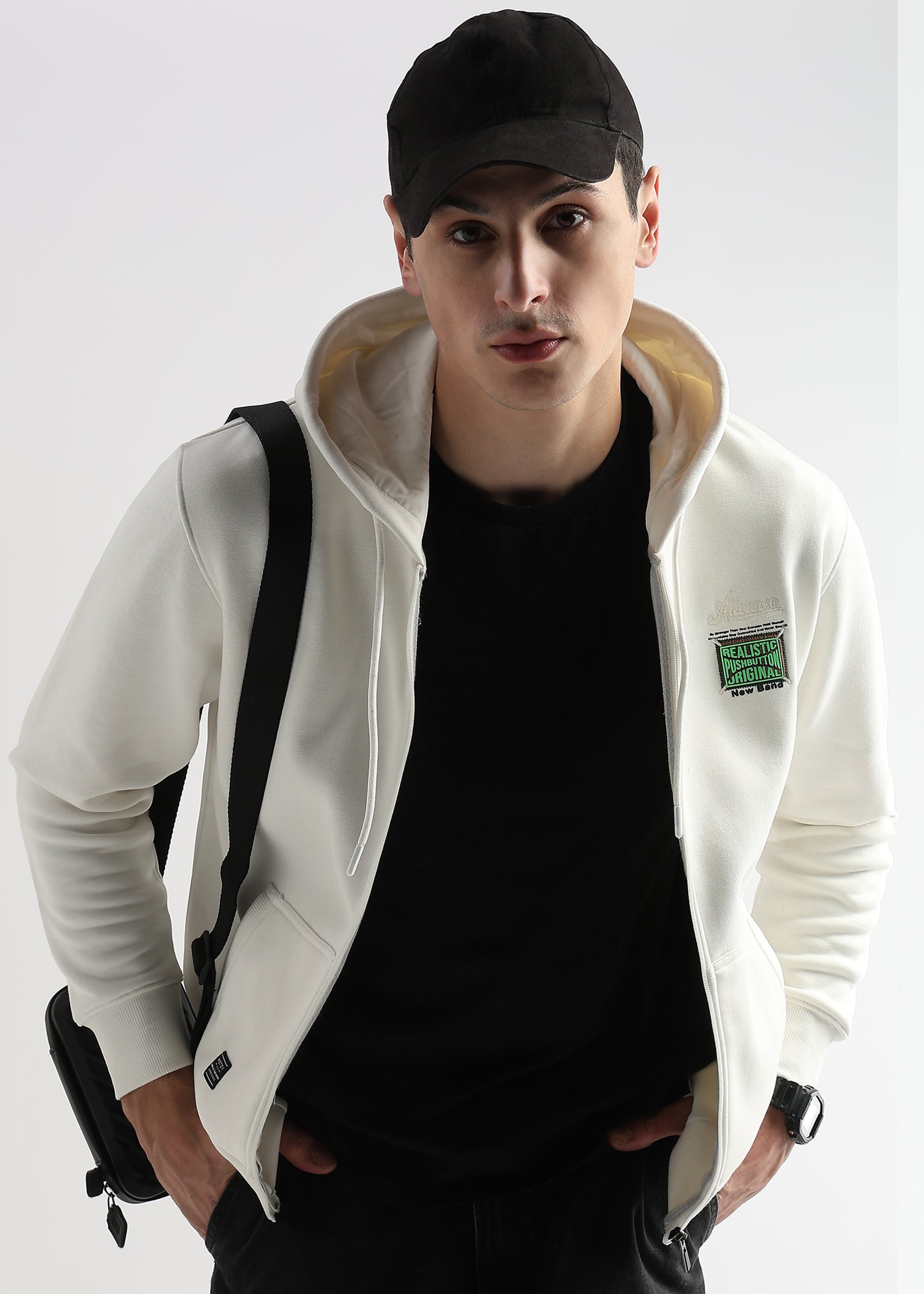 Embroided back print Star White Hoodie