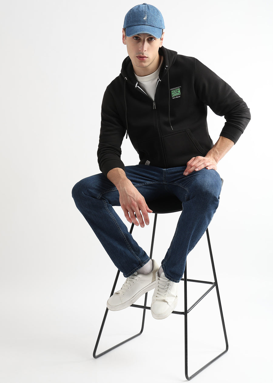 Embroided back print Caviar Black Hoodie