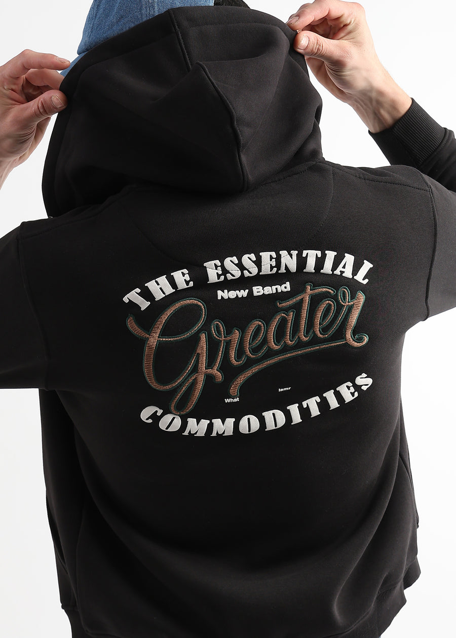 Embroided back print Caviar Black Hoodie