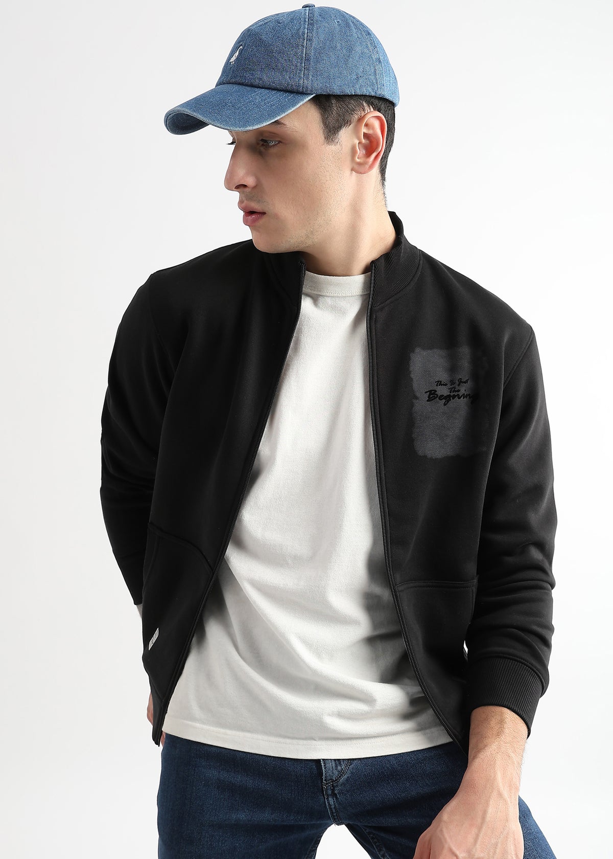 Sketched Printed Caviar BlackCollar Sweatshirt