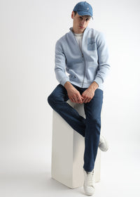 Sketched Printed Skyway Blue Collar Sweatshirt