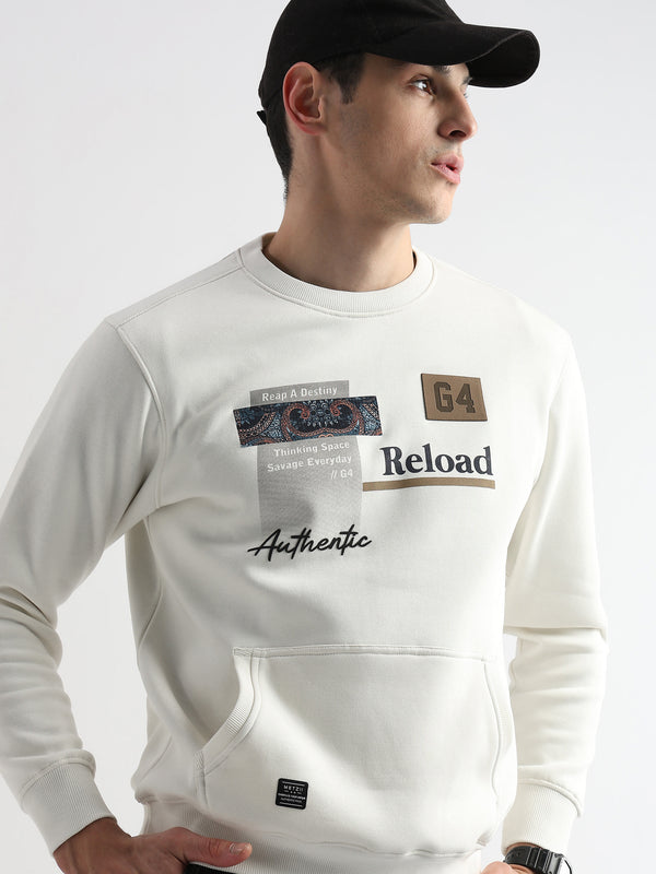 Reload Star White Cotton Sweatshirt