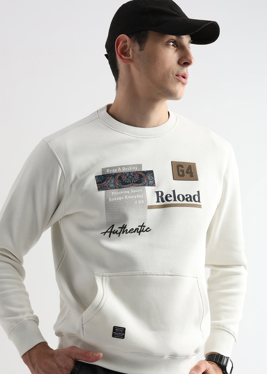 Reload Star White Cotton Sweatshirt