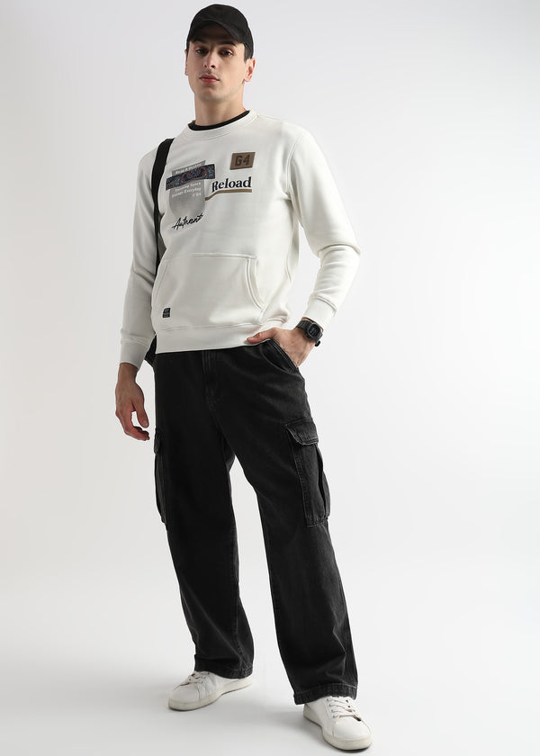 Reload Star White Cotton Sweatshirt