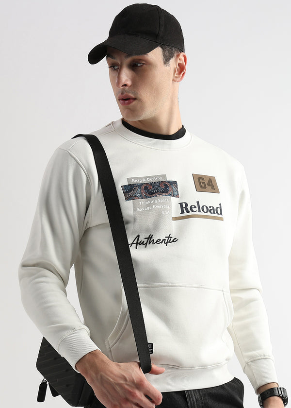 Reload Star White Cotton Sweatshirt