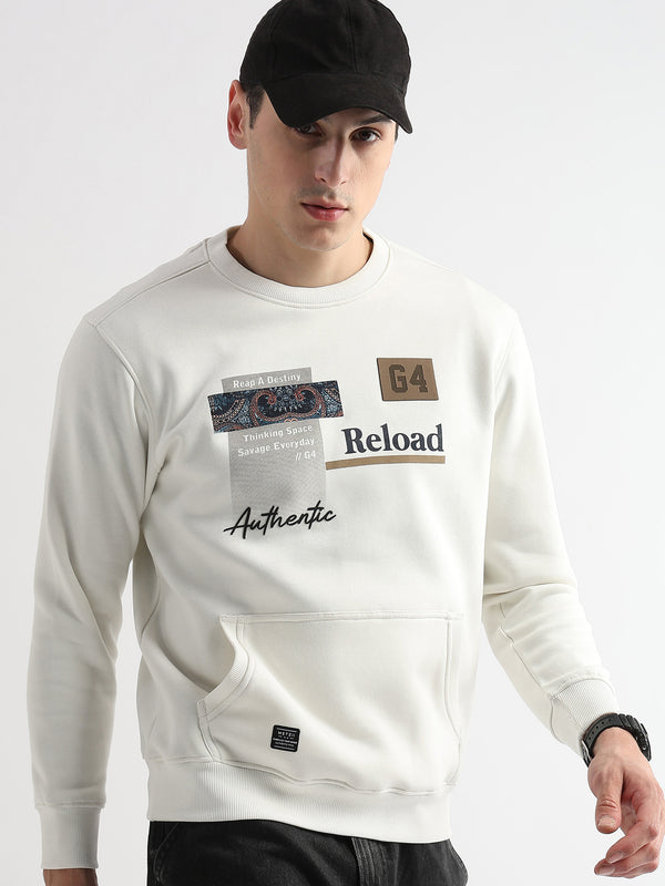 Reload Star White Cotton Sweatshirt