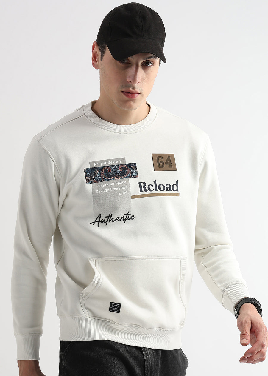 Reload Star White Cotton Sweatshirt