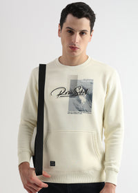 High density emboss print White Asparagus Sweatshirt
