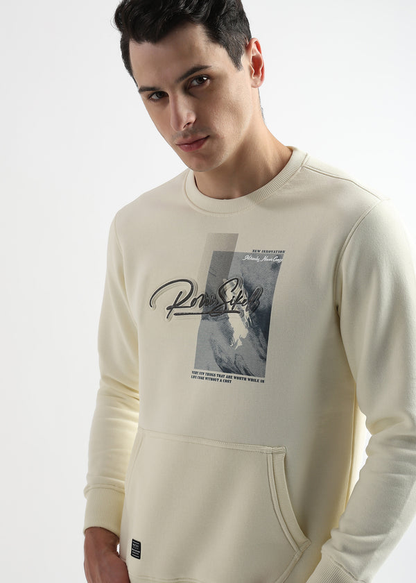 High density emboss print White Asparagus Sweatshirt