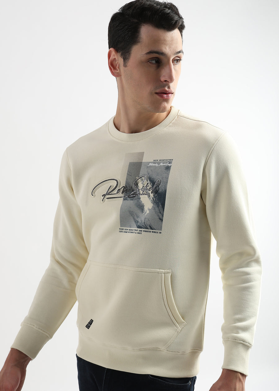 High density emboss print White Asparagus Sweatshirt