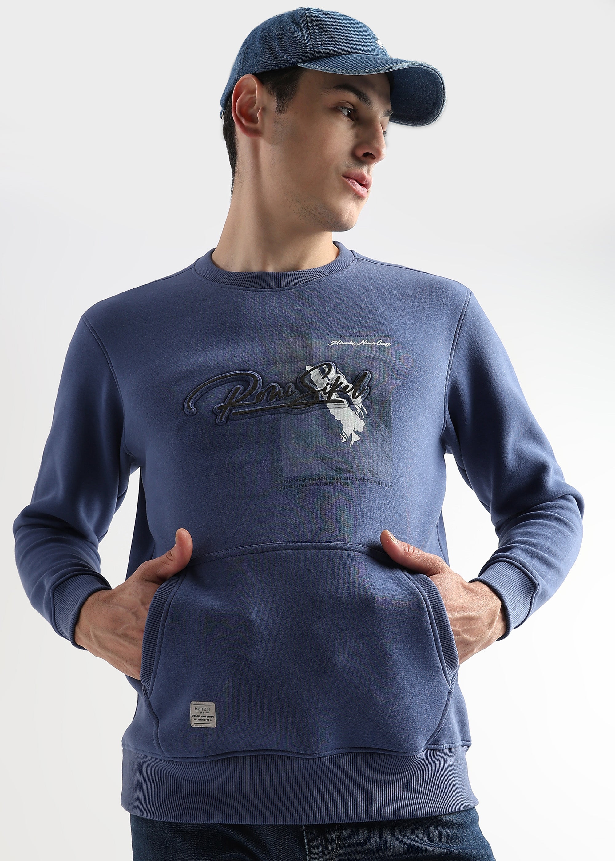 High density emboss print Delft Blue Sweatshirt